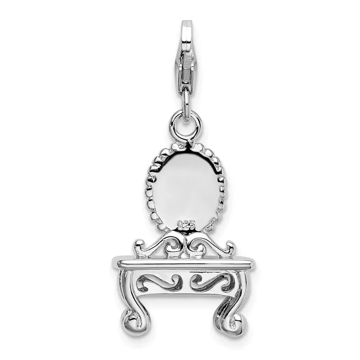 TreasureFineJewelers Rings Sterling Silver Amore La Vita Rhodiumplated Polished 3D Vanity Charm