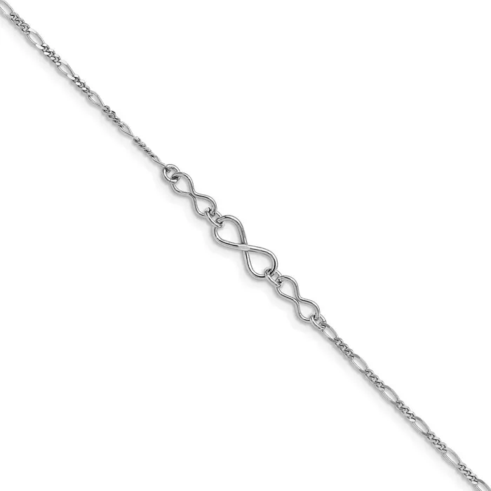 TreasureFineJewelers Rings Sterling Silver Infinity w1in ext Anklet