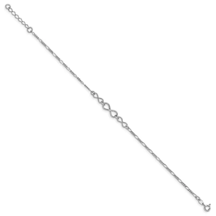 TreasureFineJewelers Rings Sterling Silver Infinity w1in ext Anklet