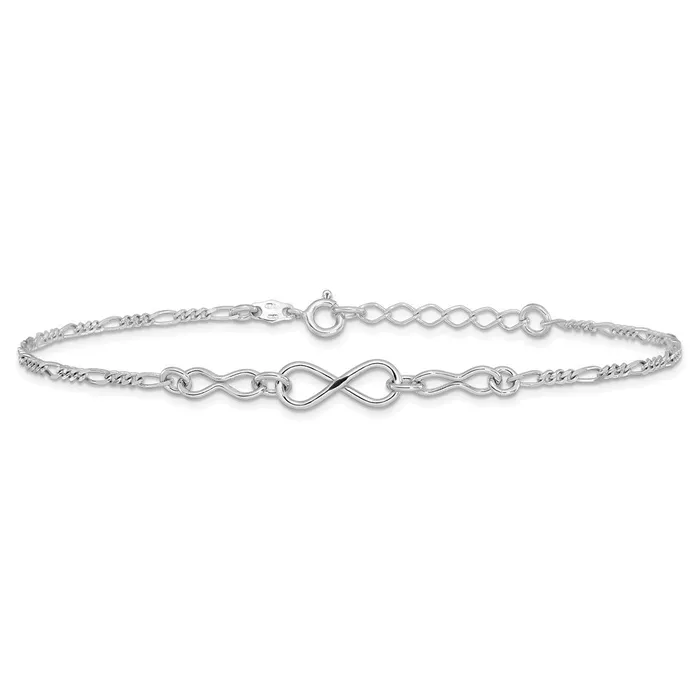 TreasureFineJewelers Rings Sterling Silver Infinity w1in ext Anklet