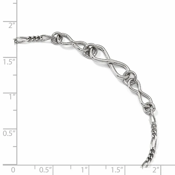 TreasureFineJewelers Rings Sterling Silver Infinity w1in ext Anklet