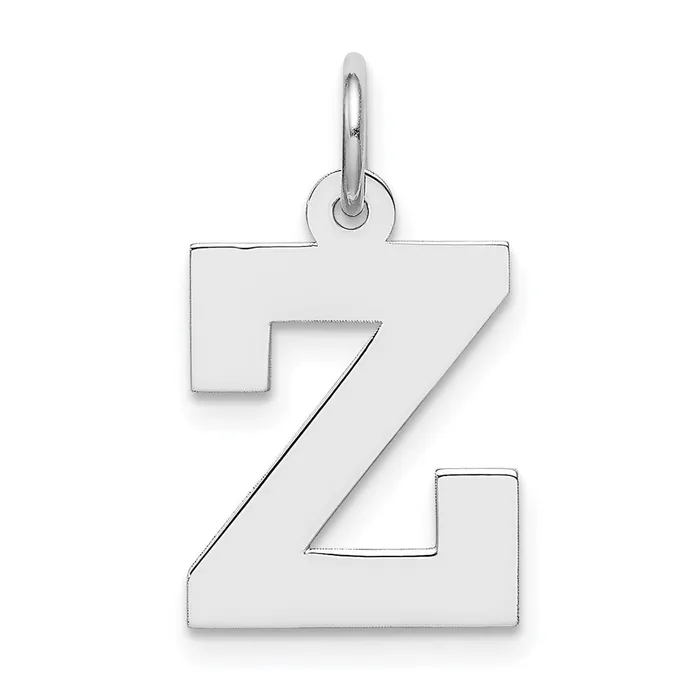 TreasureFineJewelers Rings Sterling Silver Rhodiumplated Block Letter Z Initial Charm