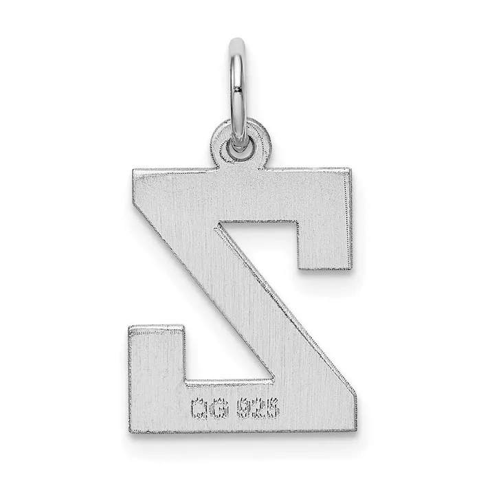 TreasureFineJewelers Rings Sterling Silver Rhodiumplated Block Letter Z Initial Charm