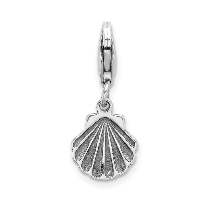 TreasureFineJewelers Sterling Silver Amore La Vita Rhodiumplated Antiqued Clam Shell Charm Rings