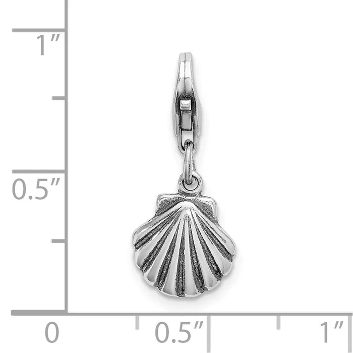TreasureFineJewelers Sterling Silver Amore La Vita Rhodiumplated Antiqued Clam Shell Charm Rings