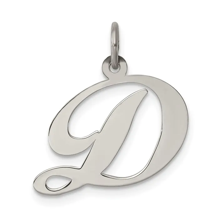 TreasureFineJewelers Sterling Silver Rhodiumplated Fancy Script Letter D Initial Charm Necklaces TreasureFineJewelers Sterling Silver Rhodiumplated Fancy Script Letter D Initial Charm Necklaces