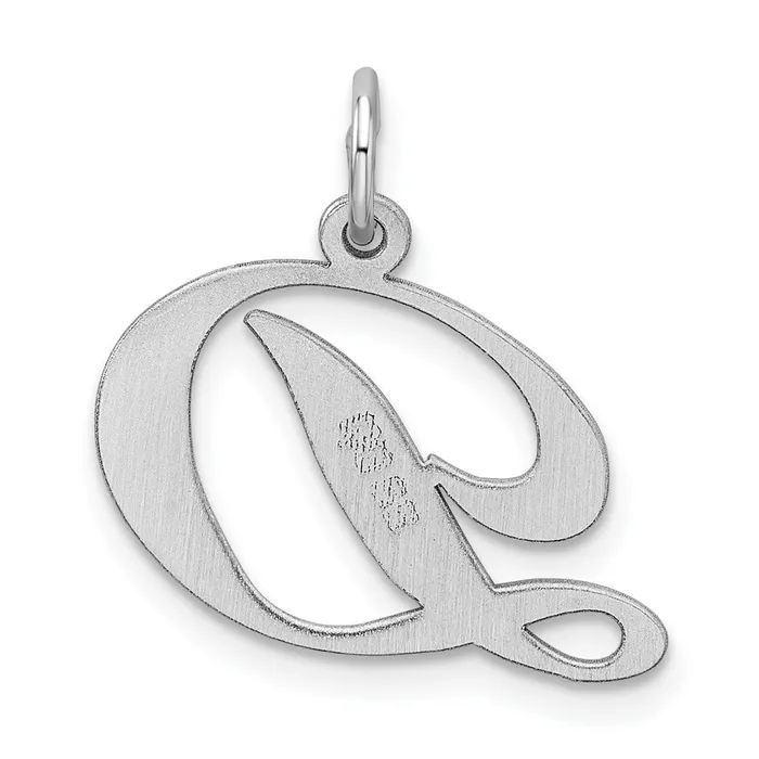 TreasureFineJewelers Sterling Silver Rhodiumplated Fancy Script Letter D Initial Charm Necklaces
