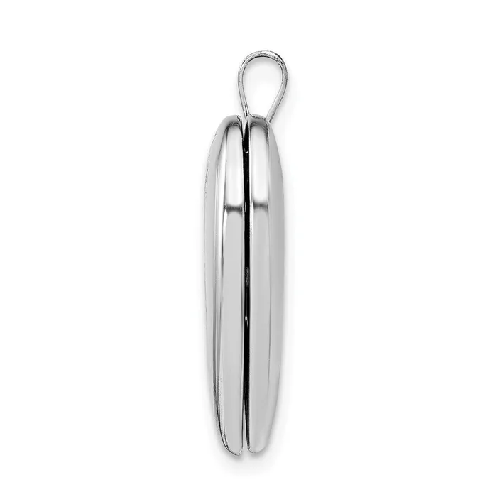 TreasureFineJewelers Sterling Silver Rhodiumplated Feather Design Heart Locket Rings