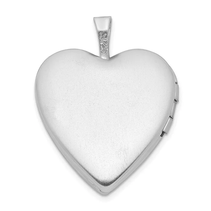 TreasureFineJewelers Sterling Silver Rhodiumplated Feather Design Heart Locket Rings