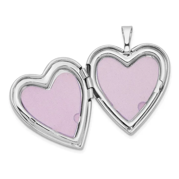 TreasureFineJewelers Sterling Silver Rhodiumplated Feather Design Heart Locket Rings