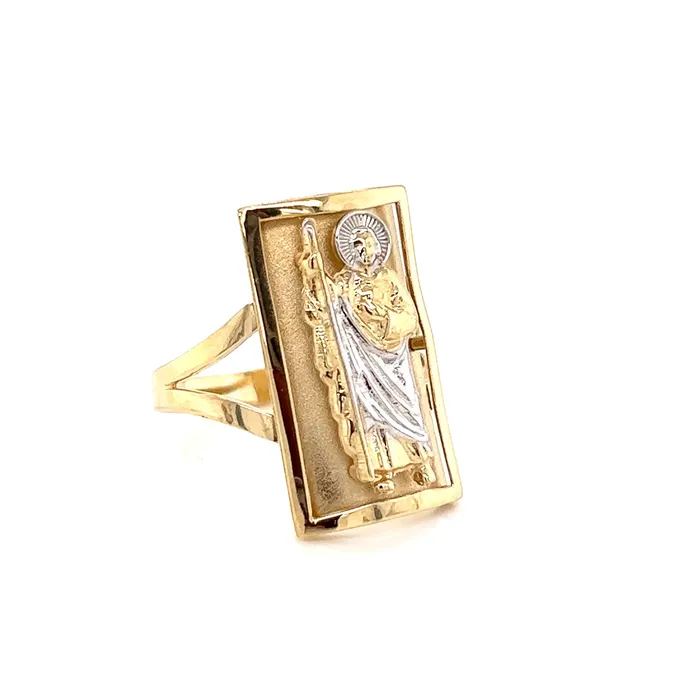Trendolla Jewelry Rings 14K GOLD Square San Judas Ring CZ diamond