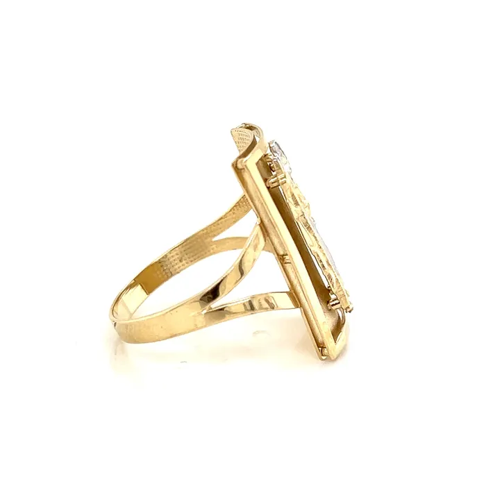 Trendolla Jewelry Rings 14K GOLD Square San Judas Ring CZ diamond