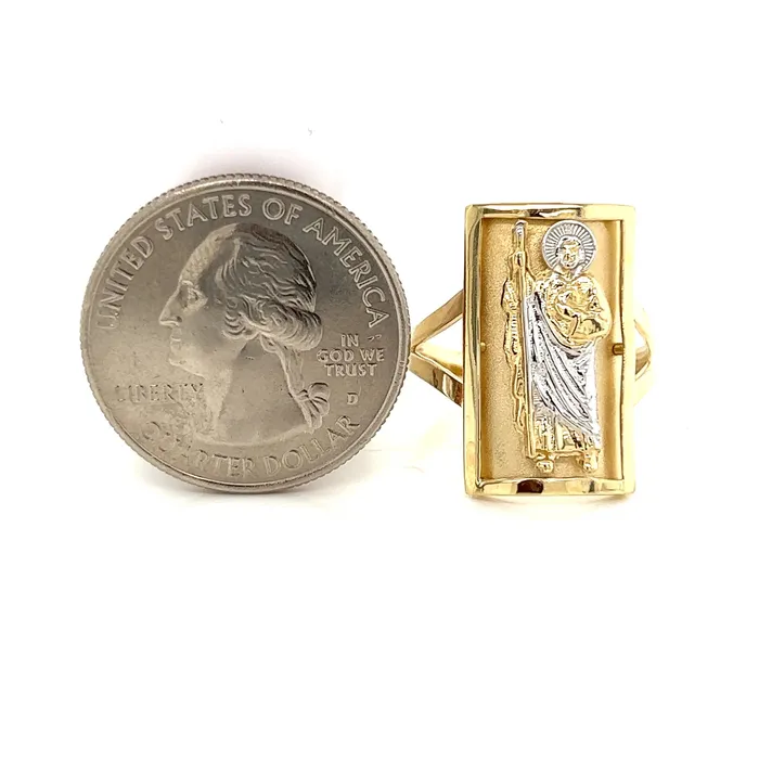 Trendolla Jewelry Rings 14K GOLD Square San Judas Ring CZ diamond