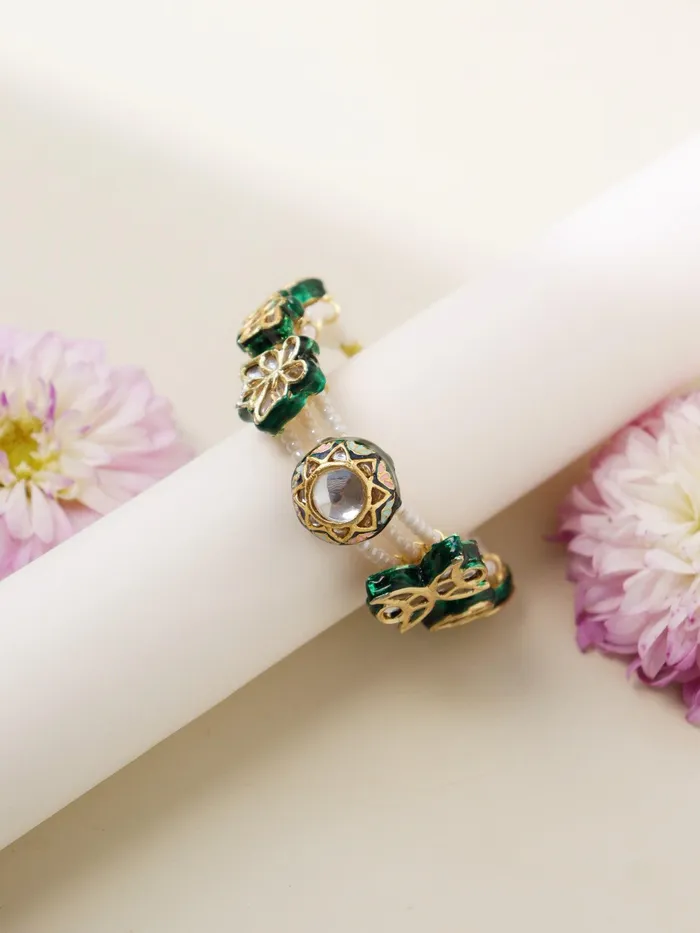 Bracelets Curio Cottage Enamel Charm Pearl String Bracelet
