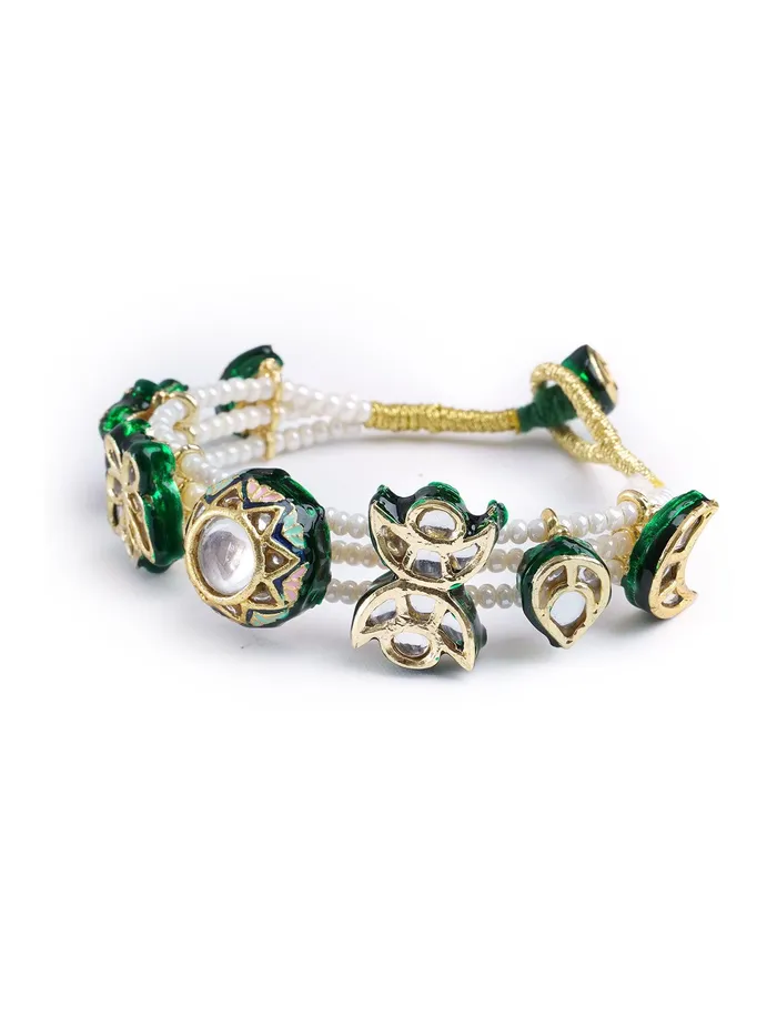 Bracelets Curio Cottage Enamel Charm Pearl String Bracelet