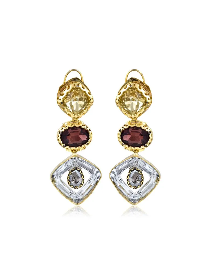 Curio Cottage Earrings Aina Deep Purple and Gold Dangler Earrings Curio Cottage Earrings Aina Deep Purple and Gold Dangler Earrings