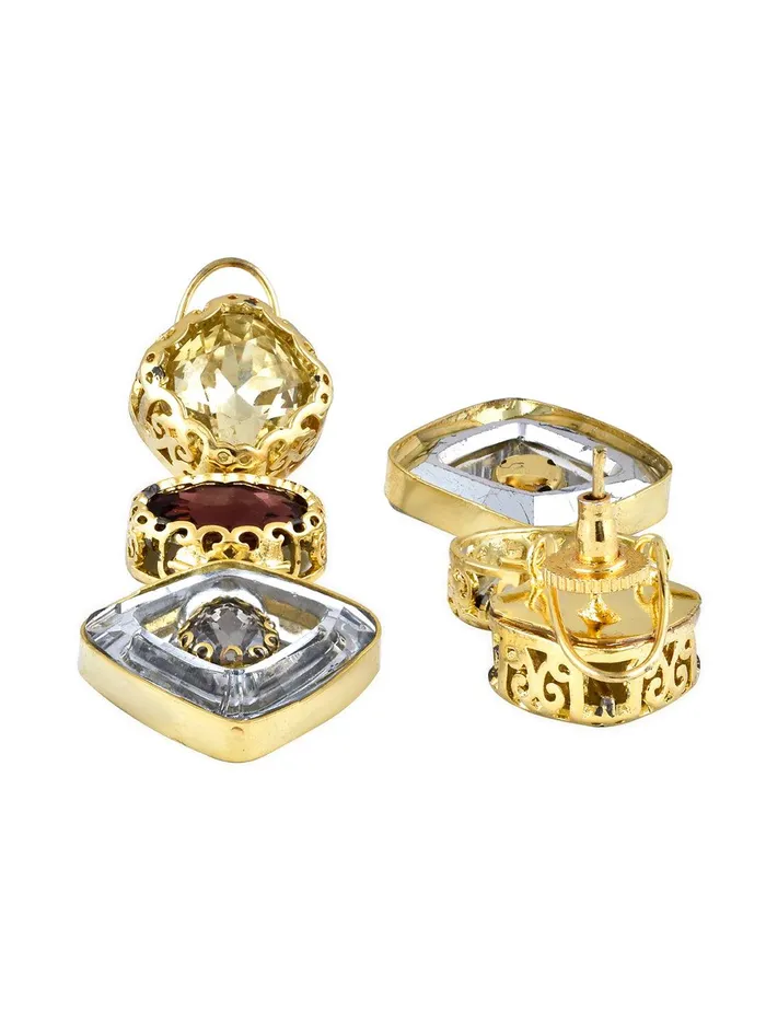 Curio Cottage Earrings Aina Deep Purple and Gold Dangler Earrings Curio Cottage Earrings Aina Deep Purple and Gold Dangler Earrings