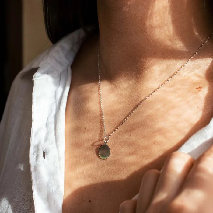 Silver Lotus Necklaces Round Disc Necklace