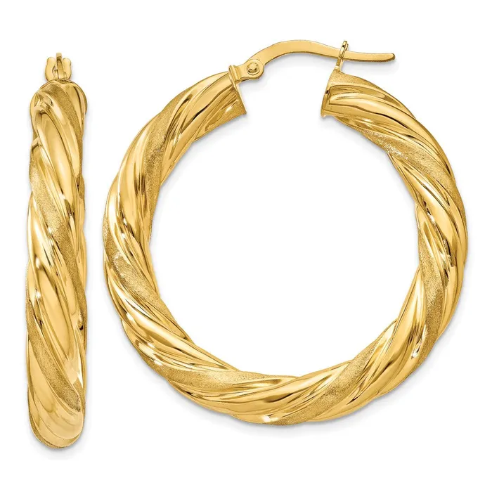 14k 6mm Satin Polished Twisted Hoop EarringsWBCPRE778 WB Choice Jewelry Earrings 14k 6mm Satin Polished Twisted Hoop EarringsWBCPRE778 WB Choice Jewelry Earrings
