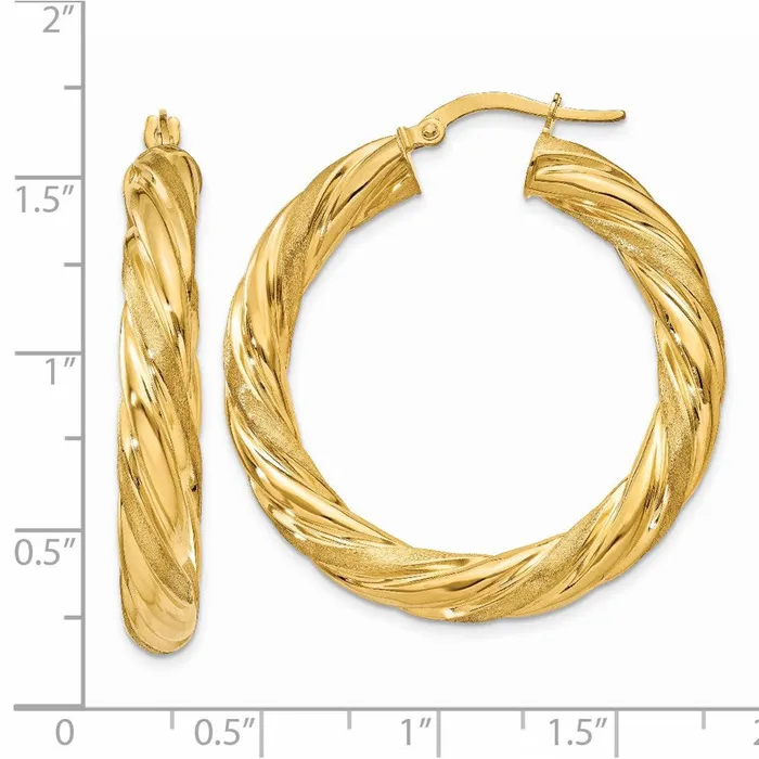 14k 6mm Satin Polished Twisted Hoop EarringsWBCPRE778 WB Choice Jewelry Earrings 14k 6mm Satin Polished Twisted Hoop EarringsWBCPRE778 WB Choice Jewelry Earrings