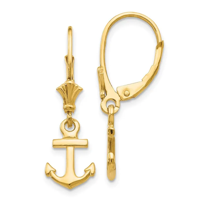 14K Mini Anchor Leverback EarringsWBCK4503 WB Choice Jewelry Earrings