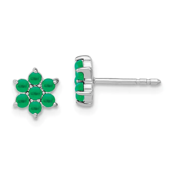 14k White Gold Emerald Floral Post EarringsWBCEM7199EMW WB Choice Jewelry Earrings
