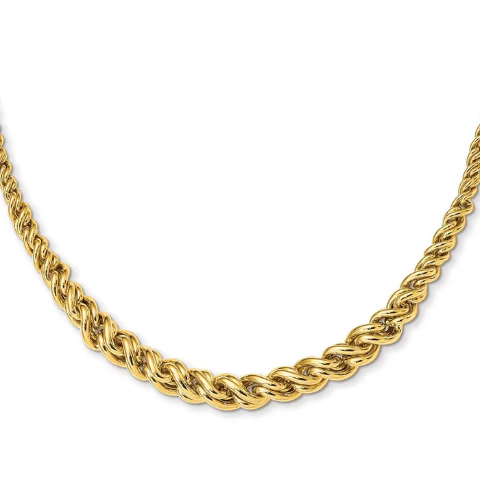 14K Yellow Gold Polished Graduated Fancy Double Curb NecklaceWBCSF261018 WB Choice Jewelry Necklaces