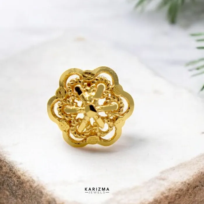 18K Real Gold Indian cultural design Women Nose stud nose ring Push Pin Karizma Jewels Rings