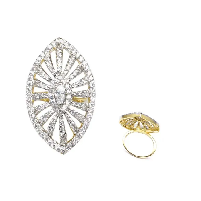 Big Statement Wedding Two Tone Fashion CZ Gold Plated Ring Karizma Jewels Rings