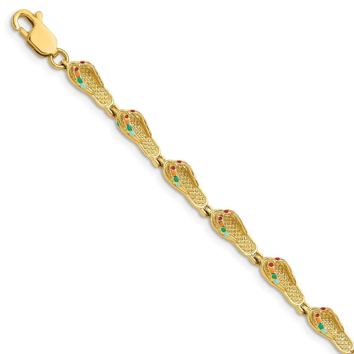 Bracelets WB Choice Jewelry 14k w MultiColor Enamel FlipFlop BraceletWBCFB1565725