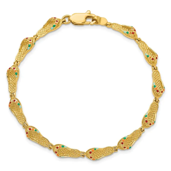 Bracelets WB Choice Jewelry 14k w MultiColor Enamel FlipFlop BraceletWBCFB1565725 Bracelets WB Choice Jewelry 14k w MultiColor Enamel FlipFlop BraceletWBCFB1565725