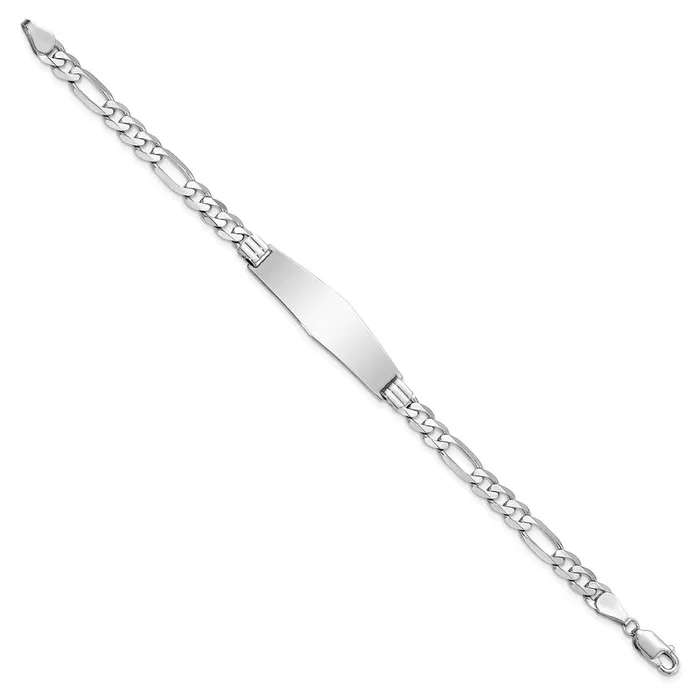 Bracelets WB Choice Jewelry 14k WG Figaro Link Soft Diamond Shape ID BraceletWBCLID78CW8