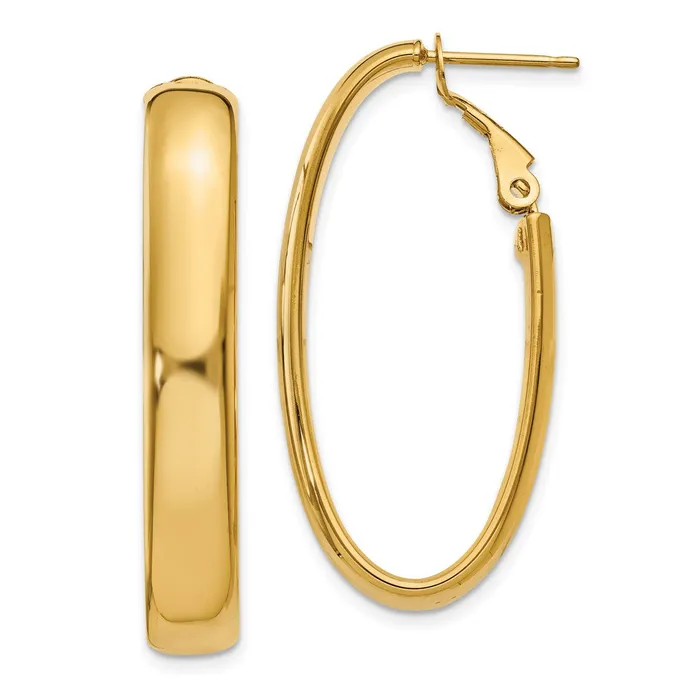 Earrings WB Choice Jewelry 14k 775mm Oval Omega Back Hoop EarringsWBCPRE689 Earrings WB Choice Jewelry 14k 775mm Oval Omega Back Hoop EarringsWBCPRE689