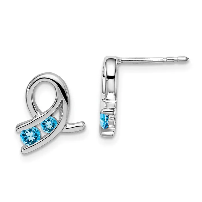 Earrings WB Choice Jewelry 14k White Gold Blue Topaz EarringsWBCEM7120BTW