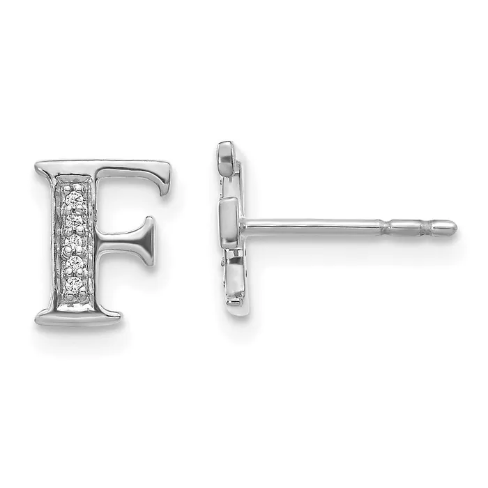Earrings WB Choice Jewelry 14k White Gold Diamond Initial F EarringsWBCEM4170F003WA Earrings WB Choice Jewelry 14k White Gold Diamond Initial F EarringsWBCEM4170F003WA