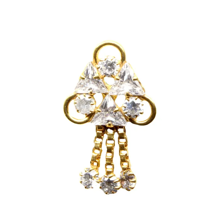 Karizma Jewels 22K Gold filled Indian Nose Stud White CZ corkscrew piercing nose ring Rings