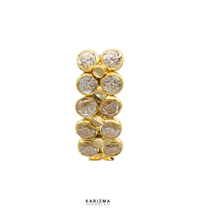 Karizma Jewels Rings Cute Vertical 18K Real Gold Indian Women White CZ Nose stud nose ring Push Pin