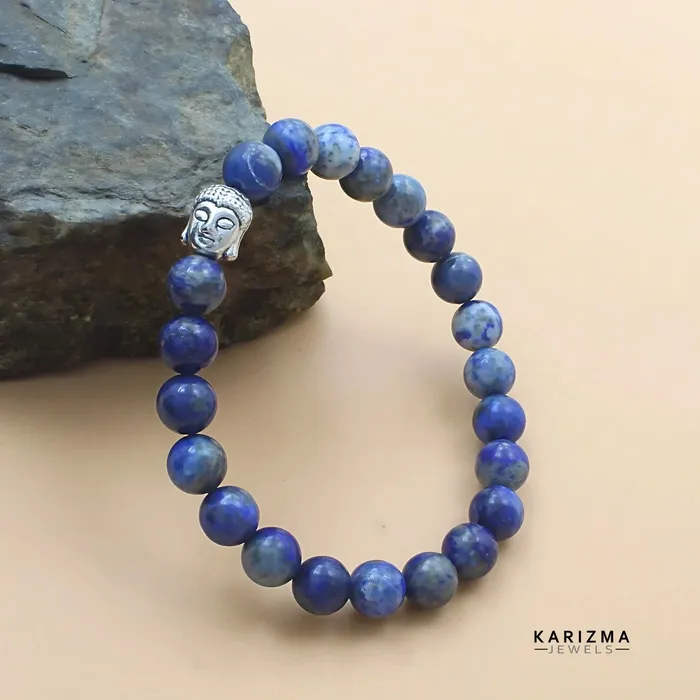 Natural Lapis stones With Buddha Face Reiki Healing Meditation and Protections Crysta Beads Wrist Bracelet Karizma Jewels Bracelets