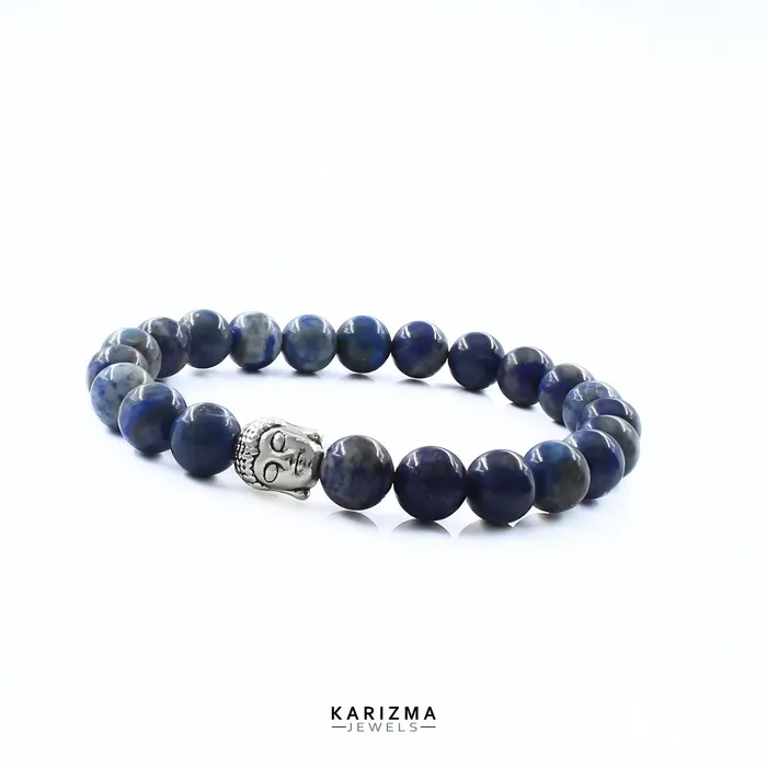 Natural Lapis stones With Buddha Face Reiki Healing Meditation and Protections Crysta Beads Wrist Bracelet Karizma Jewels Bracelets
