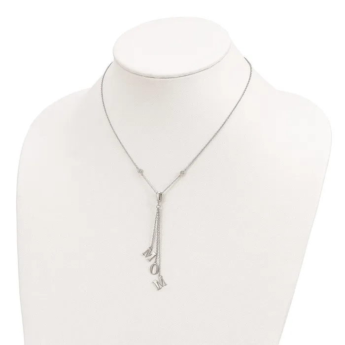 Necklaces WB Choice Jewelry Sterling Silver Rhodiumplated CZ w2in ext MOM YNecklaceWBCQG438816 Necklaces WB Choice Jewelry Sterling Silver Rhodiumplated CZ w2in ext MOM YNecklaceWBCQG438816