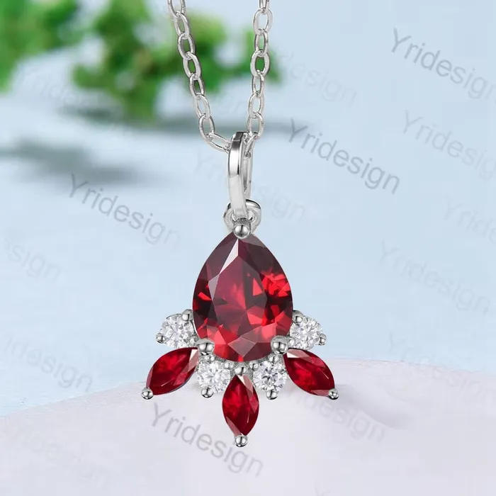 PENFINE Vintage Teardrop red ruby pendant necklace marquise ruby moissanite pendant 14k18k rose gold necklace promise engagement gift for women Necklaces PENFINE Vintage Teardrop red ruby pendant necklace marquise ruby moissanite pendant 14k18k rose gold necklace promise engagement gift for women Necklaces