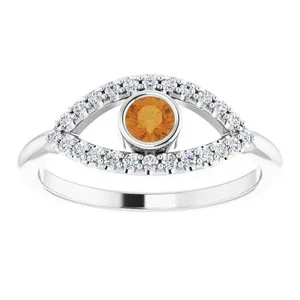 Platinum Citrine White Sapphire Evil Eye Ring 72064668PSTWBC WB Choice Jewelry Rings Platinum Citrine White Sapphire Evil Eye Ring 72064668PSTWBC WB Choice Jewelry Rings