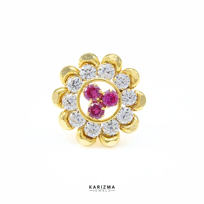 Rings Karizma Jewels Floral Medusa 18K Real Gold Indian Women CZ Nose stud nose ring Push Pin