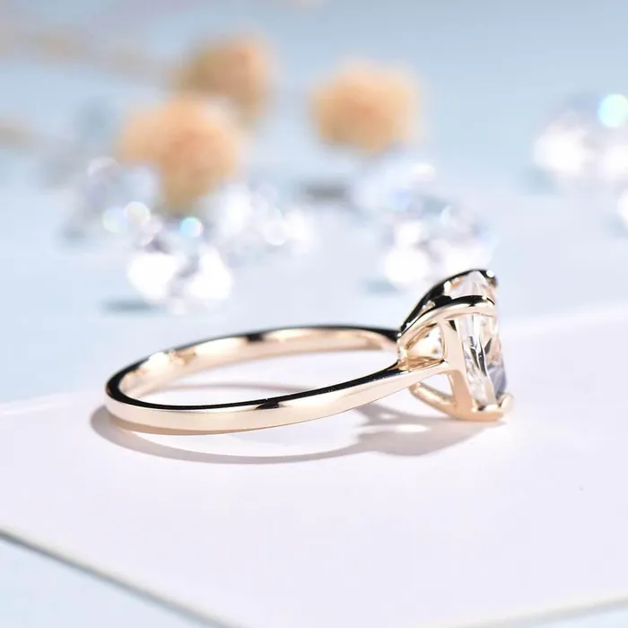 Rings PENFINE Heart Shaped Rainbow Moonstone Engagement Ring Solitaire
