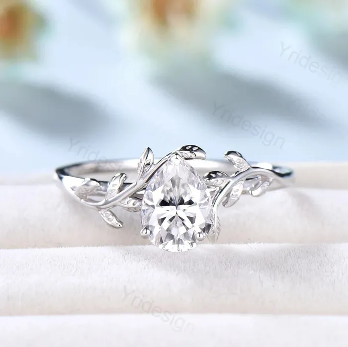 Rings PENFINE Natural Inspired Moissanite Ring Vintage Twig Moissanite Engagement Ring Rose Gold Leaves Branch Simulant Diamond Ring For Women Bridal Ring