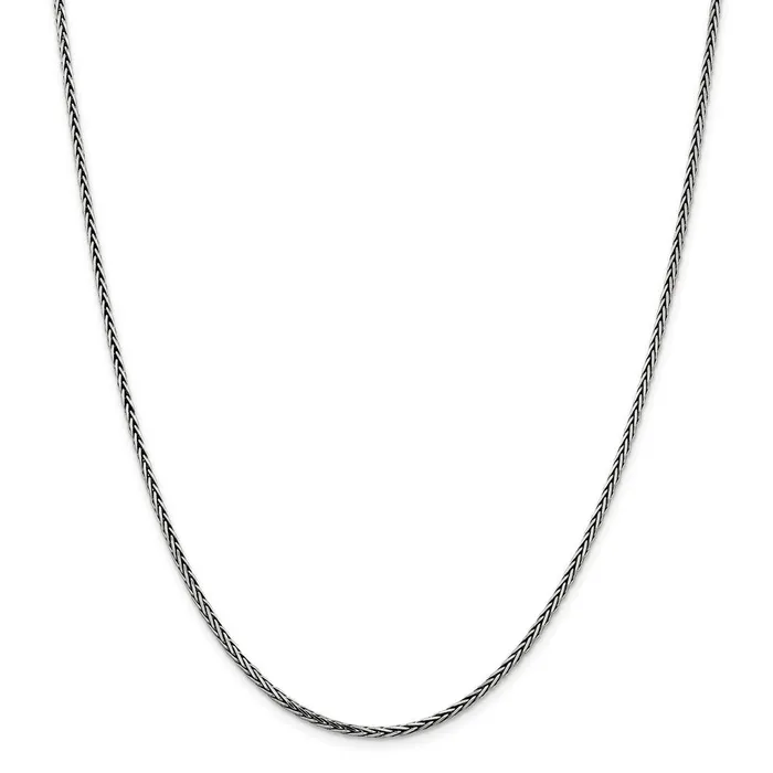 Rings Sterling Silver Antiqued 22mm Solid Square Spiga ChainWBCQFC20624 WB Choice Jewelry