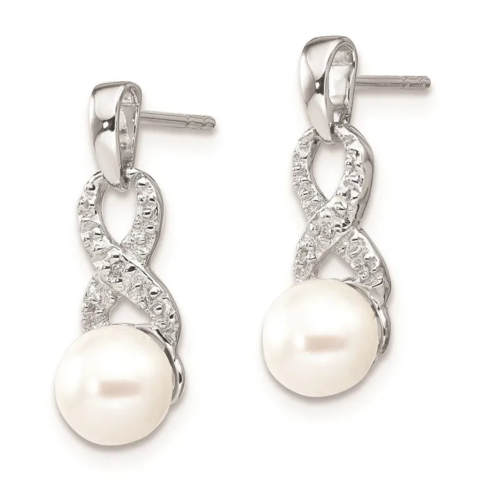 Sterling Silver Rhod Plated Diamond and FW Cultured Pearl Post EarWBCQE10298 WB Choice Jewelry Earrings Sterling Silver Rhod Plated Diamond and FW Cultured Pearl Post EarWBCQE10298 WB Choice Jewelry Earrings