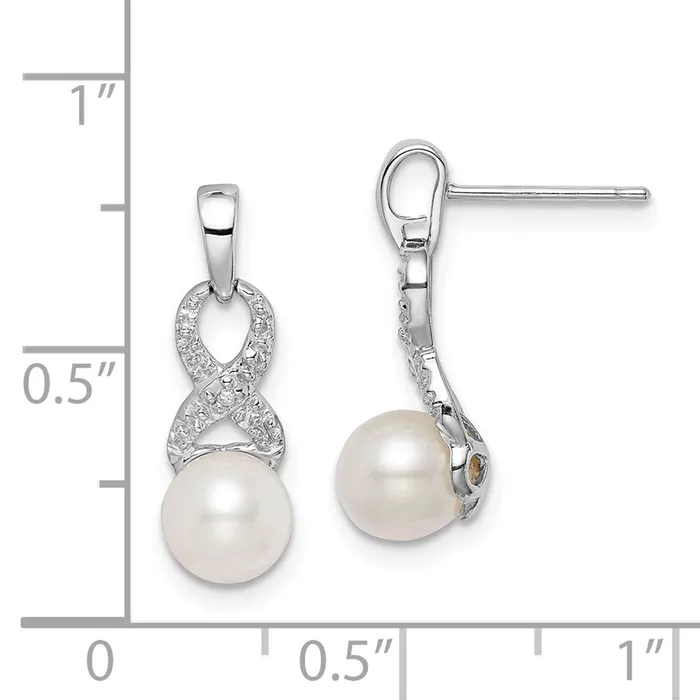 Sterling Silver Rhod Plated Diamond and FW Cultured Pearl Post EarWBCQE10298 WB Choice Jewelry Earrings Sterling Silver Rhod Plated Diamond and FW Cultured Pearl Post EarWBCQE10298 WB Choice Jewelry Earrings
