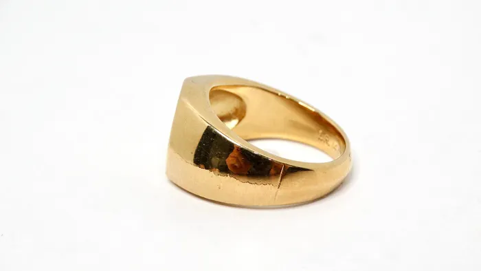Vintage by Misty Rings 1990s Maximillano Emperador Coin 14k Gold Plated Etched Cocktail Ring