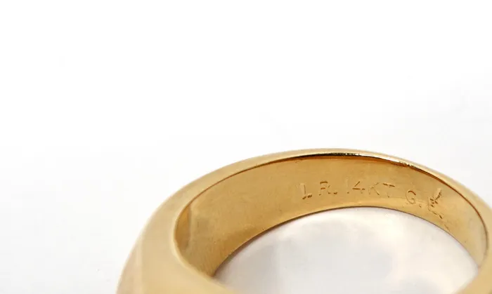 Vintage by Misty Rings 1990s Maximillano Emperador Coin 14k Gold Plated Etched Cocktail Ring